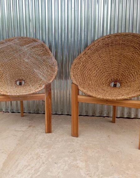 Silla Aguacate artesanal en fibra natural y madera
