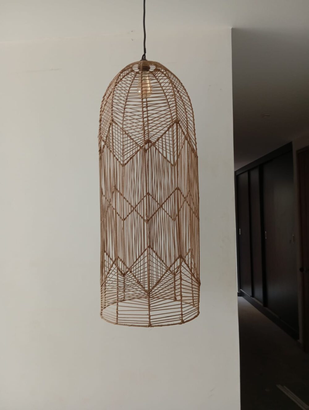 Lámpara colgante cilíndrica extra alta en fibra natural()MIMBRE